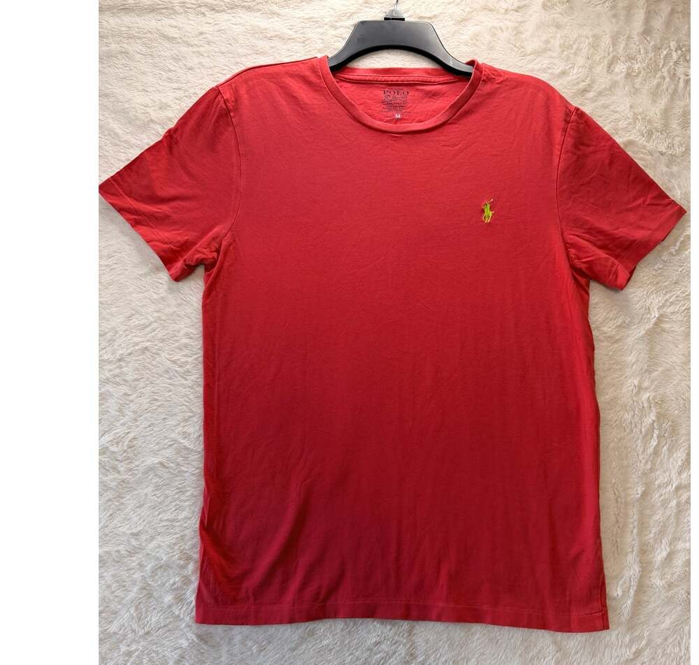 Polo Ralph Lauren Mens Medium Red Custom Fit Yellow Pony Crewneck T-Shirt M